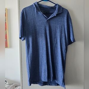Men's Blue Polo-Style Short Sleeve Shirt